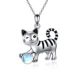 VENACOLY Cat Necklace Sterling Silver Wink Cat Pendant Cute Animal Valentines Jewellery Birthday Gifts for Women Cat Lovers Friendship