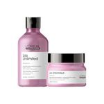 L'OREAL PROFESSIONNEL PARIS Liss Unlimited Shampoo 300Ml And Hair Mask 250Gm Combo For Rebellious Frizzy Hair, Serie Expert (Pack Of 2)