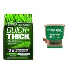 Scotts Turf Builder Quick + Thick Grass Seed (Dense Shade) 1.2kg (12675) & Whirl Hand Held Spreader (71006), Gray Small