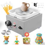 Mini Pottery Wheel 2000RPM Electric Pottery Wheel with Removable ABS Basin and 6.5cm-10cm Turntable Fingertip Clay Wheel Adjustable Speed Clay Tool Machine for Art Craft Gift (Grey)