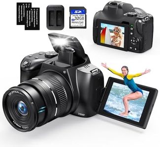 4K Digital Camera for Photography, 12X Optical Zoom 72MP Autofocus Vlogging Camera for YouTube, Photography Camera with 270°Flip Screen, Wi-Fi & App-Controlled Cameras, 2 Batteries, 32GB Card, Black