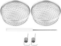 Stainless Steel Furnace Screen, RV Camper Heater Exhaust Screen Cover 2pcs Silver Vent Bug Furnace Screen Cover for Camper Trailer RV with Spring Fasteners