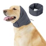 Pet Multifunction Calming Ear Muffs Hat Neckerchief,Dog Quiet Snood Ear Wraps Anxiety Relief Headband,Noise Protection Headgear for Grooming Bathing_S(Grey)