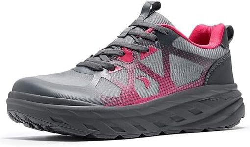 OrthoComfoot Women's Wide Orthopedic Walking Shoes, Breathable Arch Support Sneakers for Plantar Fasciitis, Heel Pain Relief Footwear for Flat Feet, Rose Red Gray, Size 6