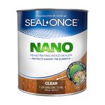 SEAL-ONCE Nano Penetrating Wood Sealer & Stain - 1 Gallon. Water-Based, Low-VOC waterproofer for Fences, siding, Beams, Outdoor Furniture & Log Homes.