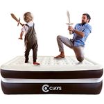 Ciays Air Mattress with Built-in Pump, 16" Elevated Blow Up Mattress with Carrying Bag for Home and Camping, Flocked Top Inflatable Air Bed for Guests, Family, Queen, Brown