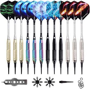 WIN.MAX Darts Plastic Tip - Soft Tip Darts Set - 12 Pcs 18 Gram with 100 Extra Dart Tips 12 Flights Flight Protectors and Wrench for Electronic Dart Board