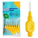 TePe Interdental Brush, Original, Yellow, 0.7mm/ISO 4, 8pcs, efficient Cleaning Between Teeth, Plaque Remover and Dental flosser for Small Gaps