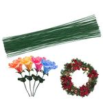 Cinvo Stem Wire Floral Paper Wrapped Wire 14 Inch 22 Gauge Wire for Flower Arrangements DIY Bouquet Handcrafts (100 Counts, Dark Green)