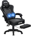 HOFFREE Gaming Chair with Massage Lumbar Support Leather High Back Ergonomic Computer Gaming Chair Adjustable Swivel Game Chair with Footrest-Black