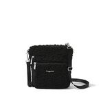 Baggallini Women's Modern Pocket Crossbody 9x8.5 Lightweight Water-Resistant Travel Purse Handbag Shoulder Bag W/RFID, Black Faux Shearling, One Size