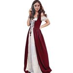 Abaowedding renaissance dress women medieval dress halloween costume for women, Burgundy S/M