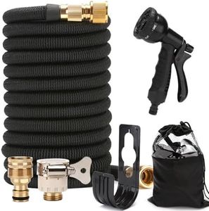ZAOZAOLLND Garden Hose, 75/50ft Expandable Garden Hose, with 8-Pattern Nozzle, 1/2' & 3/4' Convertible Connectors, Lightweight and Easy to Store (Black, 15m)