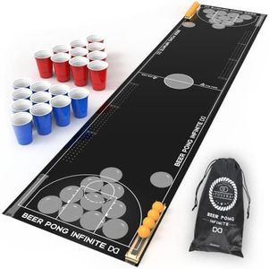 tulyra 8 Foot Beer Pong Table Mat,Beer Pong Set,Drinking Games for Adults Party,Included Classic 8 Foot Mat and Mini Mats×2,Beer Pong Balls×12, Beer Pong Cups×24, Ball Rack,Drinking