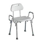 Homecraft Heavy Duty Shower Stool, Bariatric Rated Shower Seat, Wide Frame Bath Seat for Larger users, Bath Stool with Back and Armrests, Height Adjustable Molded Plastic Seat, Bath & Shower Seat