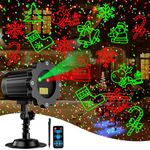 Brighter Laser Christmas Decorations Lights Projector Outdoor, 2 Colors 8 Patterns Christmas Light Show, Holiday Projector for Outside