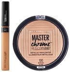 Maybelline New York Fit me Concealer, 40 Caramel, 6.8ml and Maybelline New York Face Studio Master Chrome Metallic Highlighter, Molten Gold, 6.7g
