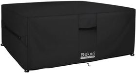Dokon Cube Garden Furniture Covers Waterproof Heavy Duty Oxford Fabric Patio Table Cover with Air Vents, Windproof Anti-UV Outdoor Rattan Sofa Table and Chair Cover, Square (220x220x90cm) - Black