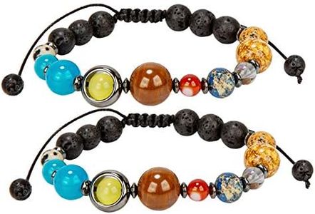 SPUNKYsoul His and Hers Couple Circle Distance Solar System Space Planet Universe Bracelets Collection (Couples Slider Gun Metal)