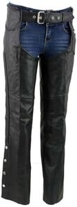 Milwaukee Leather LKM5725 Women's Braided Black Premium Leather Motorcycle Rider Chaps - 8