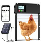 WiFi Remote Control Automatic Chicken Coop Door, 2024 Upgraded Solar Powered Automatic Chicken Door Opener with LCD Display & Timer & Light Sensor, Chicken Door with Anti-Pinch Design