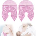 NEWGO Breast Cooling Gel Pad 2 Pack Hot Cold Breast Therapy Pack with Comfortable Fabric Backing for Pain Relief of Breastfeeding, Mastitis, Engorgement, Pink