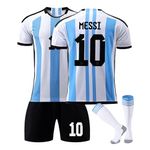 Soccer Jersey Set #10 Boys Girls Adult Trendy Football Kit for Soccer Fans with Socks for Boys&Girls Adults Blue Size M