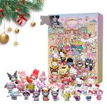 Christmas Advent Calendar 2024,Cute Cartoon Countdown Calendar 24 Christmas Cute Character Anime Figures Christmas Collectible Anime Cartoon Doll Ornament Toys for Kids