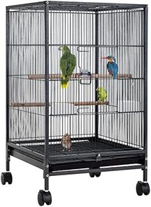 BestPet 35 inch Wrought Iron Bird Cage with Play Open Top and Rolling Stand,Large Parrot Cage Bird Cages for Parakeets,Cockatiel, Canary, Finch, Lovebird, Parrotlet,Pigeons (35 inch)