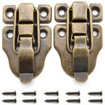 SDTC Tech 2-Pack Antique Duckbilled Toggle Latch Wooden Box Spring Loaded Hasp Latch Catch with Screws for Jewelry Box Cabinet Toolbox Trunks (Bronze)