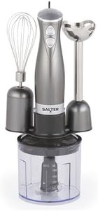 Salter Cosmos 3-in-1 Hand Blender – Whisk, Blender & Chop, Food Processor, Vegetable Chopper, Stainless Steel Blades, 500ml Chopping Bowl, Whisk & Blender Attachments, 2 Speeds, 350W, EK2827GUNMETAL