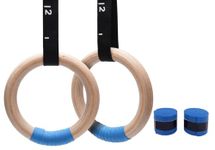 BOFFLE Wood Gymnastics Rings with Adjustable Cam Buckle Straps Exercise Non-Slip Training for Home Gym Full Body Workout.