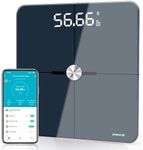 PUPURGE digital bathroom scales, 0.01kg High accurate body weight scale with Bluetooth, smart scale analyzing 25 essential body composition, Clear LED digital scale ITO tempered glass IPX5 Waterproof.