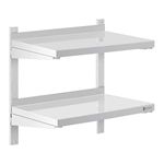 Royal Catering Stainless Steel Wall Shelf Kitchen Shelf Commercial Kitchen 2 Shelves 40x60cm RCWR-600.4 (Shelf Thickness 3.5cm, Load Capacity/Shelf 20kg)