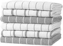 Zeppoli Classic Kitchen Towels - 12 Pack 100% Natural Cotton Kitchen Towel Set, Reusable Wash Cloths, Absorbent Dish Towels, Machine Washable Hand Towels, Kitchen Essentials, 20” x 28” - Aqua Dobby