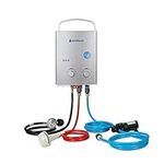 Camplux 1.32 GPM Outdoor Portable Propane Tankless Water Heater with 1.2 GPM Water Pump Kits, Gray