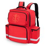 Trunab Emergency Medical Backpack Responder Trauma Bag for EMT, Home Care, Red