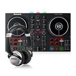 Numark Party mix II + HF 125 - DJ Controller/DJ Set for Beginners with Built-In DJ Lights & DJ Mixer for Serato DJ Lite and Ultra-Portable Professional DJ Headphones