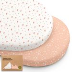 2-Pack Organic Bassinet Sheets for Girls, Boys - 100% Cotton Bassinet Mattress Sheets Compatible with Halo Bassinest Swivel Sleeper, Graco, Baby Delight, Chicco, Fitted Bassinet Sheets (Butterflies)