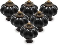 Cjueiom 12 Pack Ceramic Door Knobs Black Drawer Knobs, Pumpkin Ceramic Knobs Vintage Cupboard Knobs with Mounting Screws, Antique Wardrobe Pull Handles Kitchen Cabinet Knobs for Dresser