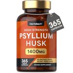 Psyllium Husk Capsules 1400mg | Fibre Supplement | High Strength Psyllium Husk Powder | 365 Vegan Capsules | Natural Prebiotic | by Horbaach