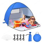 Jsdoin Pop Up Beach Tent small - Automatic Portable Waterproof and Pest-Proof Beach Tent with UV 50+ Extended Zippered Porch Sun Shelter