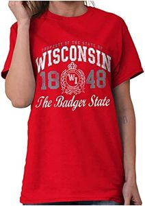 Property of Wisconsin Badger State Womens Graphic T Shirt Tees, Red, X-Large