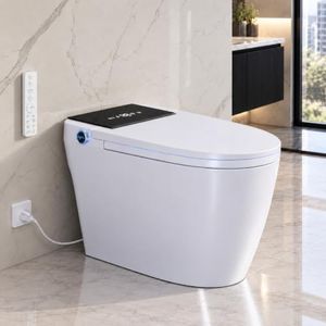Smart Toilet with Bidet Built in, Dual Auto Flush & Auto Open Lid, Bathroom | 12" Rough-In Tankless, Heated Seat, Warm Air Dryer, Foot Sensor, LED Display, Night Light, 1000g MaP, Electric One Piece