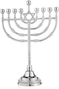 Hanukkah Menorah with Star of David – Traditional Jewish Candle Holder for Chanukah & Holiday Decorations,8.6” Tall