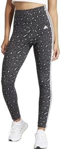 adidas Mujer Essentials 3-Stripes Animal Print Leggings, grey/carbon/black, M