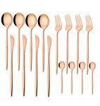 STAR WORK Rose Gold Stainless Steel Flatware Cutlery Sets Including Fork Spoons Knife Tableware for Home,Hotel,Restaurant (Pack of 16)