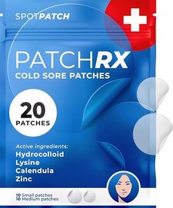 PatchRx Cold Sore Patches for Lips (20 Patches) Lysine, Calendula & Zinc – Hydrocolloid Cold Sore Patch for Lip Treatment (Overnight or Day-time Remedy), Fever Blister Patches