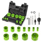 Yougfin Hole Saw,Bi-Metal Hole Saw Kit 18 PCS Heavy Duty Hole Cutter with Carrying Case,Ideal for Metal,Cornhole Boards,Wood,Plastic,Drywall