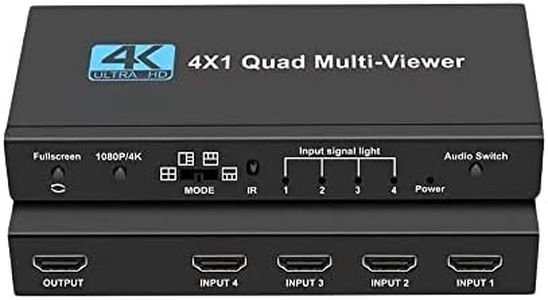 Tobo HDMI Swithcer 4X1 HDMI Quad Multi-Viewer HDMI Switcher 1080p HDMI Splitter Seamless IR Control EU 3D Support 5 Modes PS3/PC/STB/DVD